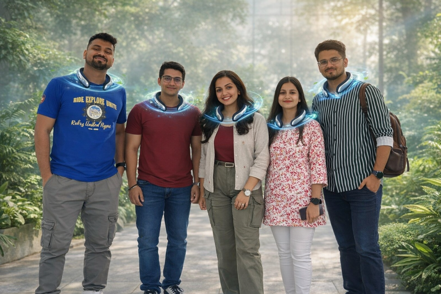 AIROVA user in a busy Indian market breathing clean air